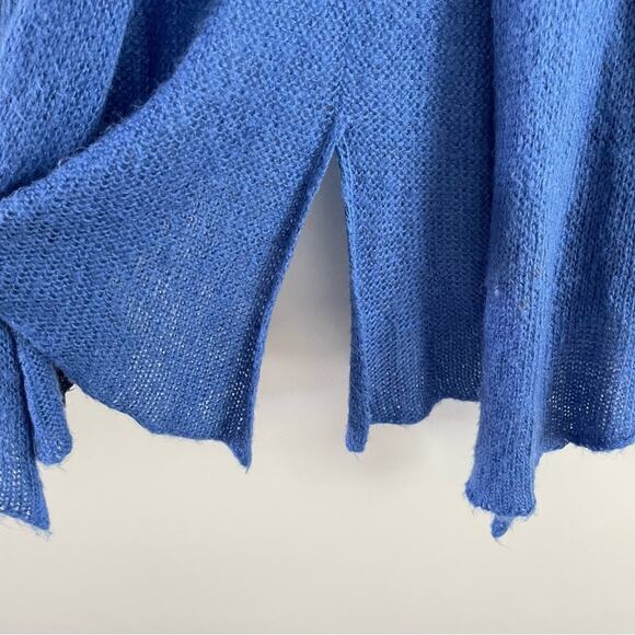 Wooden Ships Women’s Blue Color Block Knit Acrylic Mohair Wool Open Cardigan S/M - Picture 7 of 10